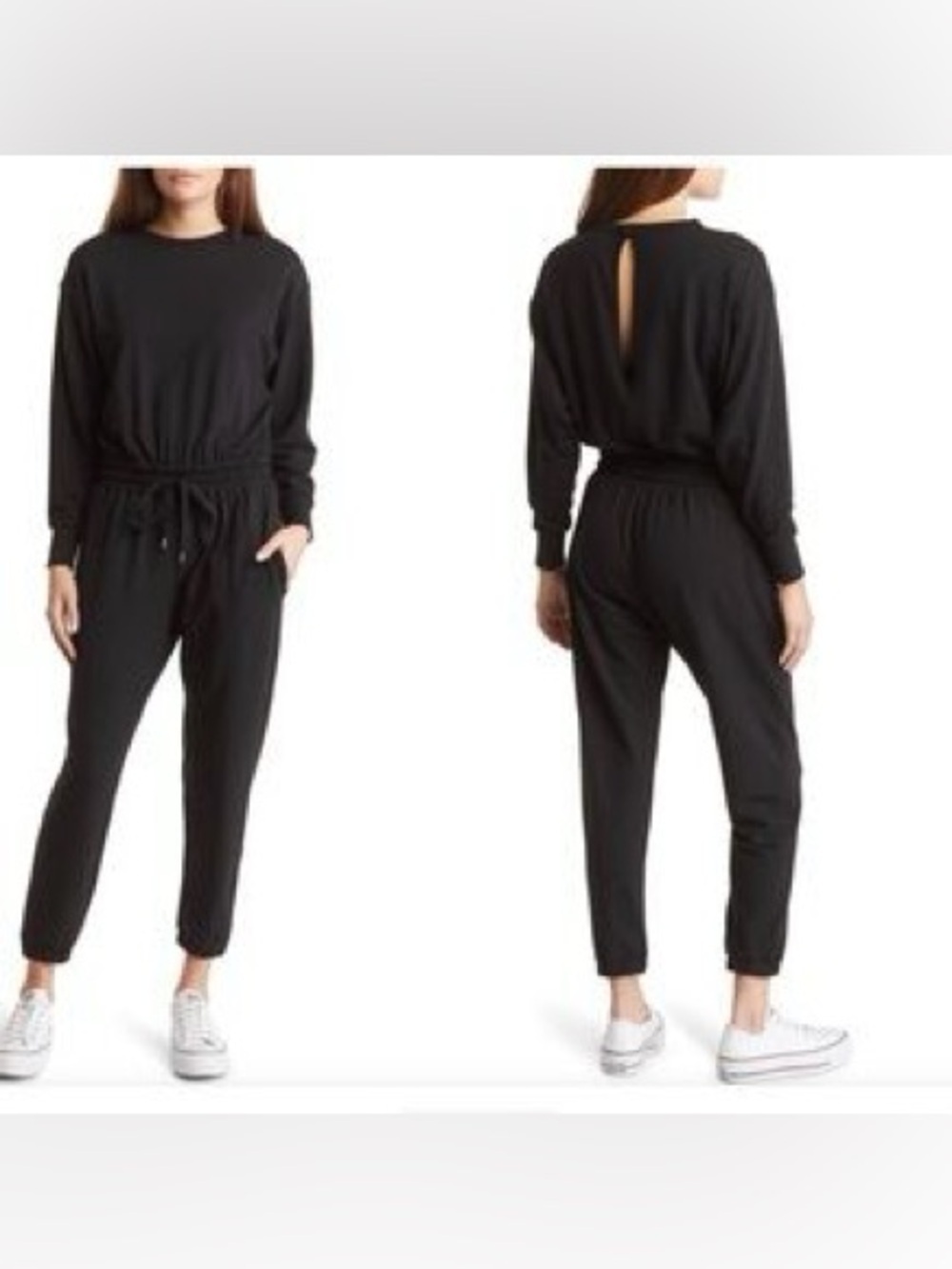 Smash + Tess Elevate Everyday Romper Jumpsuit Black Small - Drawstring Waist